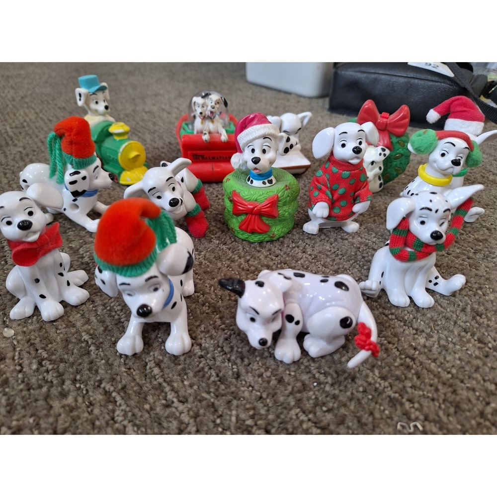 Disney 101 Dalmatians Christmas Holiday Figurine Lot Sleigh Train 1996 Vintage